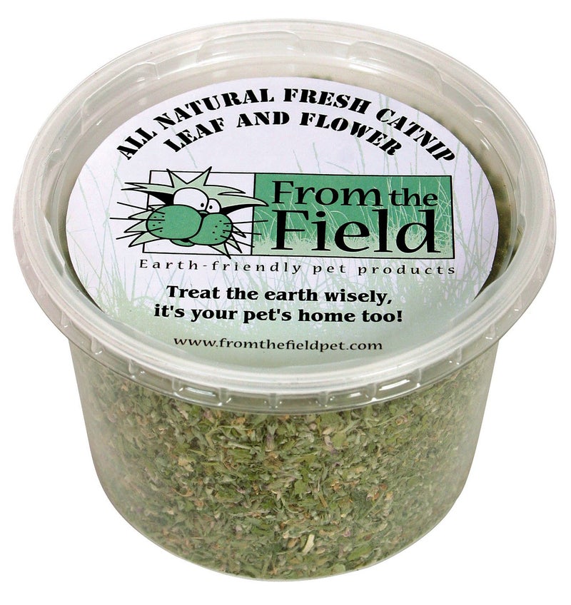 from The Field | Organic Catnip Leaf & Flower Blend for Cats & Kittens | Fresh USA-Grown, Highly Aromatic, Non-Toxic, Eco-Friendly | 2oz Resealable Tub for Long-Lasting Potency & Active Playtime